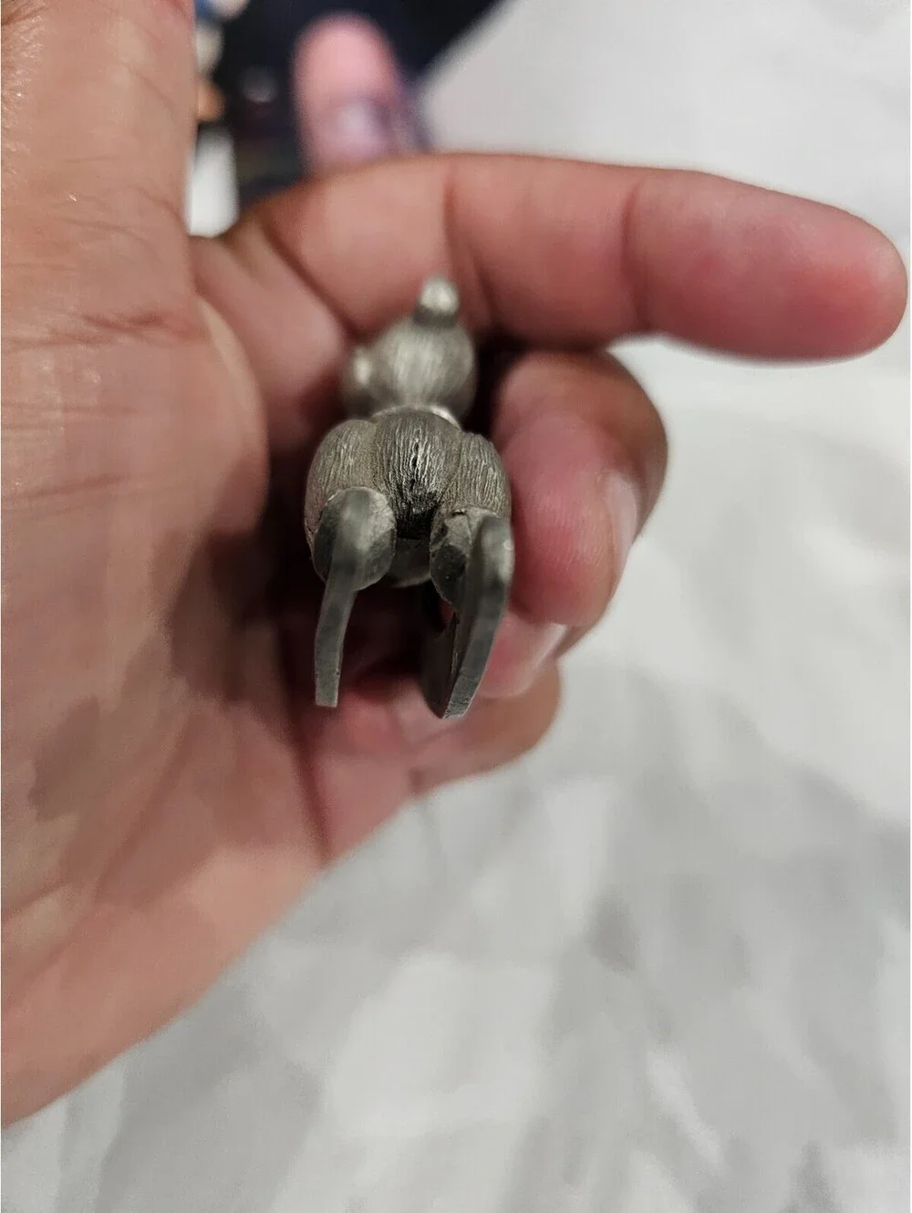 Vintage 1983 Spoontiques Rocking Teddy Bear Pewter Silver Figurine Size 1.5X2.5